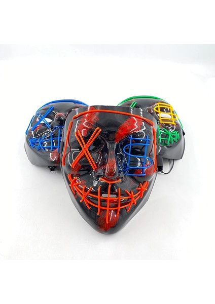 Renk 2 LED Cadılar Bayramı Tasfiye Maskesi LED Neon Yüz Maskeleri Maske Masquerade Korku Parti Sahne LED Işık Parti Maskesi Karanlıkta Büyümek (Yurt Dışından)