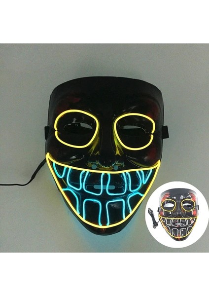 Maske 40 Parlayan Cosplay El Tel Neon Maske Korkunç Kafatası Masquerade Aydınlık Karnaval Şenlikli Parti Malzemeleri Cadılar Bayramı Için LED Tasfiye Maskesi (Yurt Dışından)