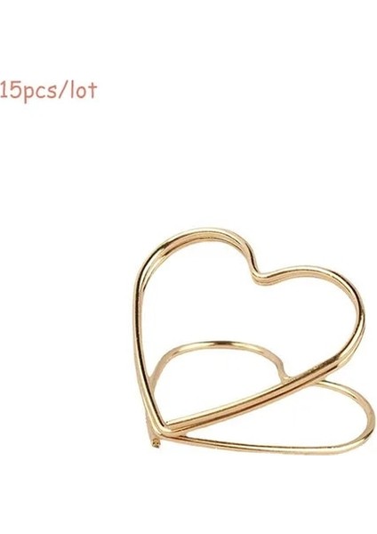 B02-15PCS 15 Adet Çift Katmanlı Kalp Şekli Metal Fotoğraf Klip Doğum Günü Partisi Dekoru Için Düğün Yeri Kart Sahibinin Standları Ev Mesaj Burcu (Yurt Dışından)
