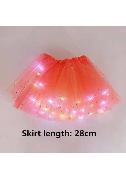 B07-28CM-KIDS 28/40CM LED Parlayan Işık Up Kızlar Tül Etek Yaz Neon LED Kısa Tutu Dans Bale Giyim Yetişkin Çocuklar Için Doğum Günü Hediyeleri (Yurt Dışından)