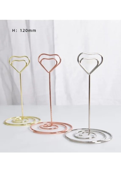 Heart-L 10PCS-ROSE Gold 10PCS Yer Kartı Kelepçeleri Standı Metalik Gül Altın Kalp Şekli Fotoğraf Klipleri Kağıt Kelepçesi Masa Numaraları Tutucu Masaüstü Dekorasyon (Yurt Dışından)