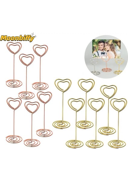 Heart-L 10PCS-ROSE Gold 10PCS Yer Kartı Kelepçeleri Standı Metalik Gül Altın Kalp Şekli Fotoğraf Klipleri Kağıt Kelepçesi Masa Numaraları Tutucu Masaüstü Dekorasyon (Yurt Dışından)