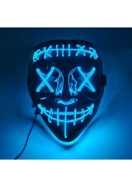 Mavi 2 Korku Cadılar Bayramı LED Maske LED Neon Işık Up Maske Kostüm Festivali Cosplay Dj Parti Işık Up Maskeleri Seçim Tasfiye Maskara Maskesi (Yurt Dışından)