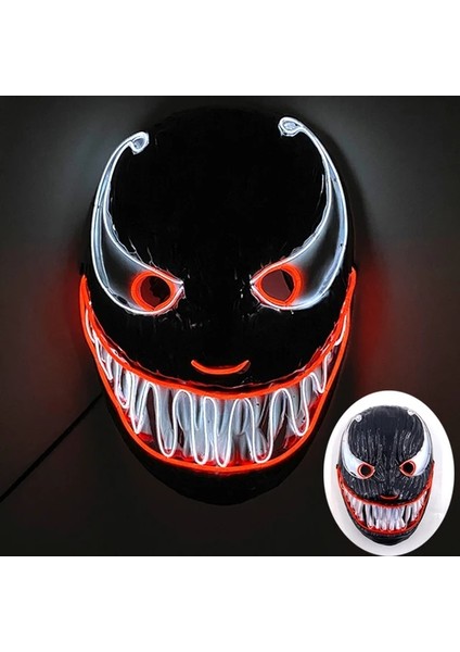 E Yeni Varış Cadılar Bayramı Maskesi Korku Venom LED Işıklı Maske Cosplay Kostüm Makyaj Balo Parti (Yurt Dışından)