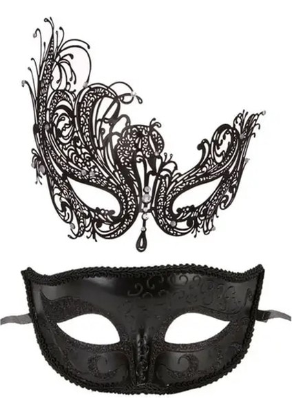 G Masquerade Yüz Kapatma Oymak Retro Muhteşem Cosplay Sahne Metal Venedik Kostüm Partisi Siyah Yarım Yüz Kapatma Seti Karnaval Için (Yurt Dışından)