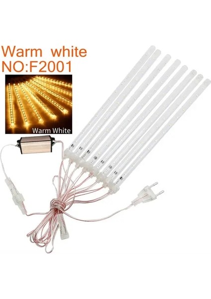 Sıcak Beyaz F2001 Abd Plug 50CM Su Geçirmez Meteor Yağmuru Yağmur 8 Tüp LED Dize Işıklar 30CM / 50CM Dış Mekan Tatil Noel Dekorasyon Ağacı Ab / Abd / Au / Ingiltere Tak (Yurt Dışından)