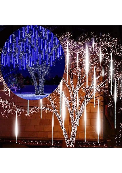 Sıcak Beyaz F2001 Abd Plug 50CM Su Geçirmez Meteor Yağmuru Yağmur 8 Tüp LED Dize Işıklar 30CM / 50CM Dış Mekan Tatil Noel Dekorasyon Ağacı Ab / Abd / Au / Ingiltere Tak (Yurt Dışından)