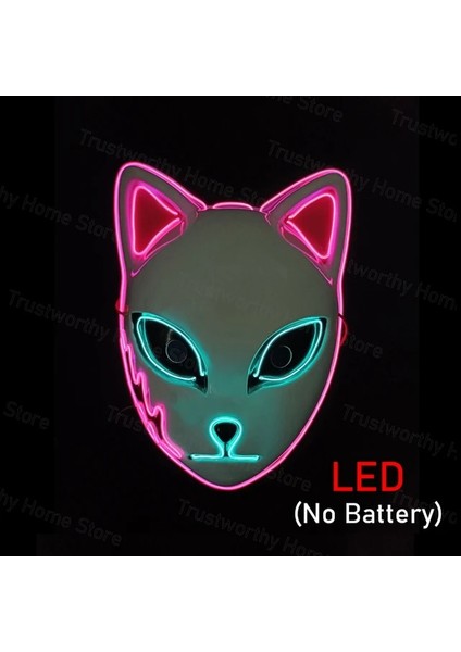 LED Pembe-Mavi LED Parlayan Kedi Yüz Maskesi Cadılar Bayramı Masquerade Cosplay Sahne Festival Partisi Anime Kostüm Performansı Için Light Up Tilki Maskeleri (Yurt Dışından)