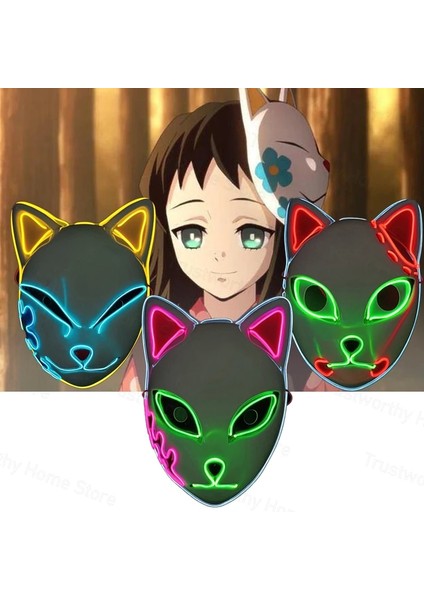 LED Pembe-Mavi LED Parlayan Kedi Yüz Maskesi Cadılar Bayramı Masquerade Cosplay Sahne Festival Partisi Anime Kostüm Performansı Için Light Up Tilki Maskeleri (Yurt Dışından) indirimleri
