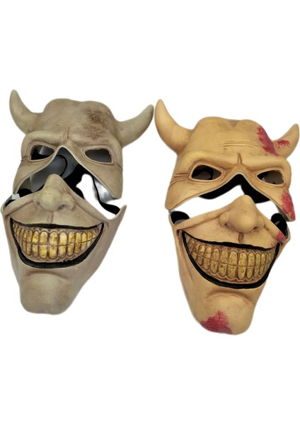 Yarım Yüz Gri Cadılar Bayramı 3D Korku Tam Baş Maskesi Uzun Korku Maskesi Cosplay Parti Lateks Hareketli Çene Kask Karnaval Maskesi (Yurt Dışından) fırsatları