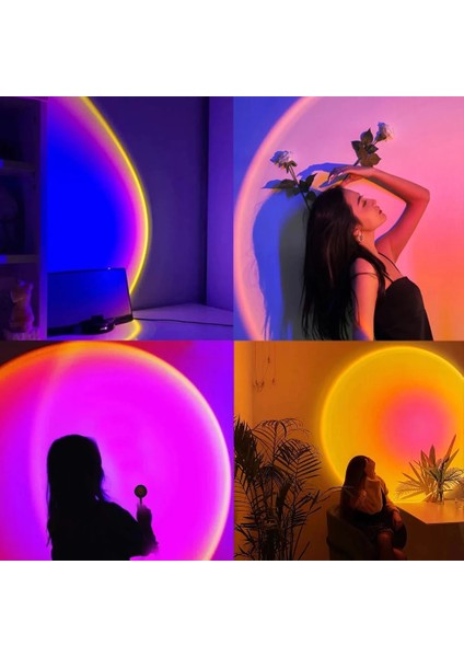 Gün Batımı Kırmızı Günbatımı Lambası LED USB Gökkuşağı Neon Gece Işığı Projektör Fotoğraf Duvar Atmosfer Aydınlatma Yatak Odası Ev Odası Dekor Için Hediye (Yurt Dışından) fırsatları