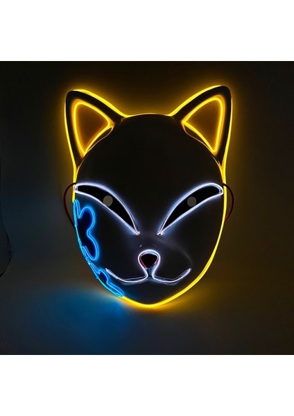 Sarı Mavi Beyaz Cadılar Bayramı Maskesi Sevimli Kedi Tilki Vendetta El Tel Maske Yanıp Sönen Cosplay Parlayan Dans Karnaval Parti Maskeleri Için LED Neon Kostüm Maskesi (Yurt Dışından)