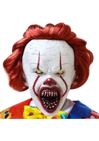 Buck Dişleri W Işık Yeni LED Stephen King'in Maskesi Pennywise Korku Palyaço Joker Maskesi Gözler Parlıyor Palyaço Lateks Maske Cadılar Bayramı Cosplay Kostüm Sahne (Yurt Dışından) fırsatları