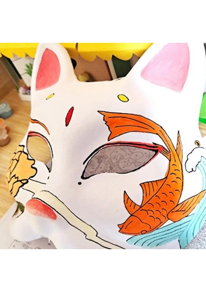 J Maskeleri Kedi Yüz Cosplay Kağıt Tilki Parti Diy Yarım Masqueradewhite Kostüm Anime Craftanimal Boş Boyanabilir Amsk Boyasız Paintin (Yurt Dışından) fırsatları