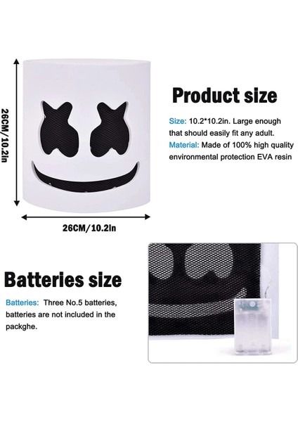 Mor Dj Müzik Festivali Cadılar Bayramı Maskesi Sahne Tam Kafa Maskesi Cadılar Bayramı Kostümleri Yanıp Sönen Stil Glow Marshmello LED Maske ile Cosplay (Yurt Dışından)