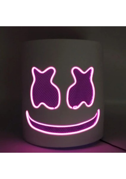 Mor Dj Müzik Festivali Cadılar Bayramı Maskesi Sahne Tam Kafa Maskesi Cadılar Bayramı Kostümleri Yanıp Sönen Stil Glow Marshmello LED Maske ile Cosplay (Yurt Dışından) fiyatları