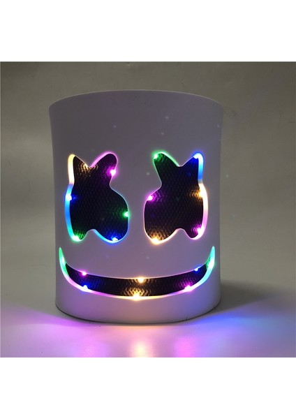 Mor Dj Müzik Festivali Cadılar Bayramı Maskesi Sahne Tam Kafa Maskesi Cadılar Bayramı Kostümleri Yanıp Sönen Stil Glow Marshmello LED Maske ile Cosplay (Yurt Dışından) modelleri