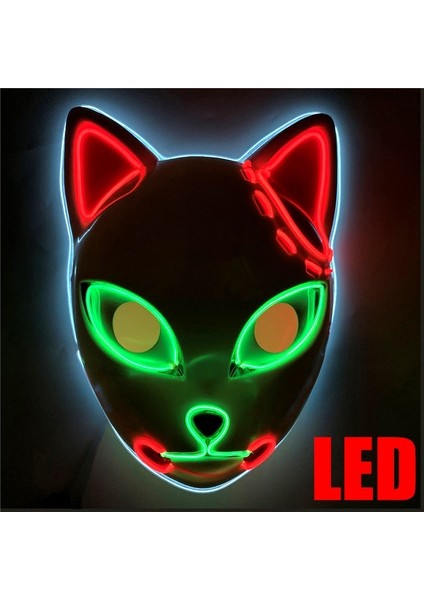 Led-E ile Şeytan Avcısı LED Maske Tilki Maskesi Sıcak Anime Tanji Langqian Tavşan Gerçek Pirinç Cosplay Sahne Cadılar Bayramı Partisi Cosplay Sahne Yetişkinler Için (Yurt Dışından)