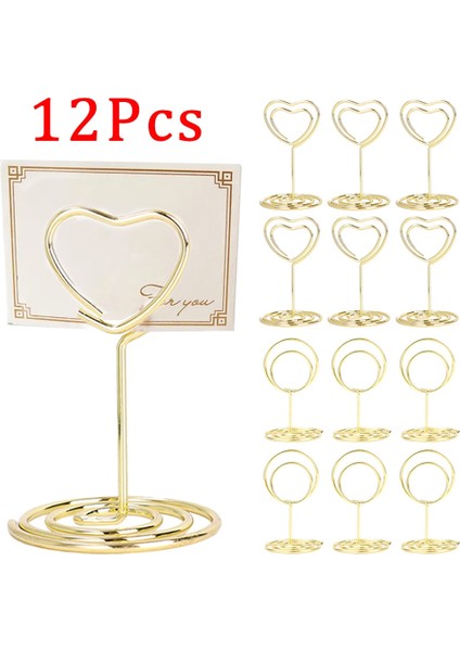 Yuvarlak Şekil 6 Adet 12 Adet Metal Yer Kartı Sahipleri Yuvarlak Kalp Şekli Fotoğraf Klip Düğün Masa Yer Kartı Standları Doğum Günü Partisi Dekorasyon Malzemeleri (Yurt Dışından) indirimleri