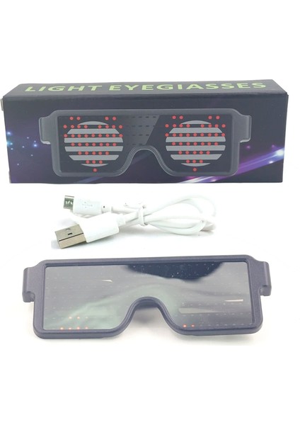 Pembe LED Gözlük Parti Aydınlık Gözlük USB Şarj Neon Cam Parlayan Noel Yanıp Sönen Hafif Parlamalı Güneş Gözlüğü Cadılar Bayramı Malzemeleri El (Yurt Dışından)