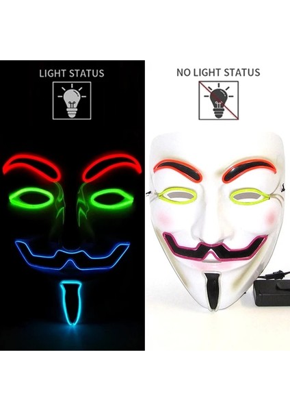 Renkli 9 Cadılar Bayramı Partisi Maskesi Aydınlık LED Maske Masque Masquerade Neon El Maskeleri Işık Komik Maskeler Cosplay Kostüm Karnaval Malzemeleri (Yurt Dışından)