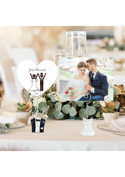 L02 Gelin ve Damat Şekli Metal Fotoğraf Tutucu Standları Masa Numarası Tutucular Yer Adı Kart Kağıdı Menü Klipleri Düğün Masaüstü Süslemeleri (Yurt Dışından) modelleri