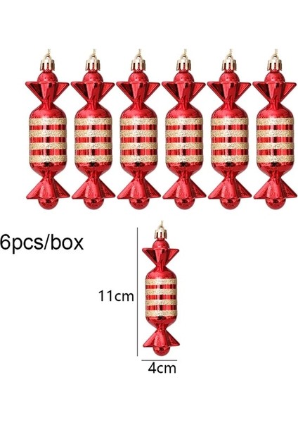 Kırmızı Şeker C 6 Adet/grup Noel Ağacı Kolye Galvanik Kırmızı Lolipop Şeker Noel Noel Çocuk Hediye Noel Ev Dekor Yeni Yıl 2023 Navidad (Yurt Dışından)