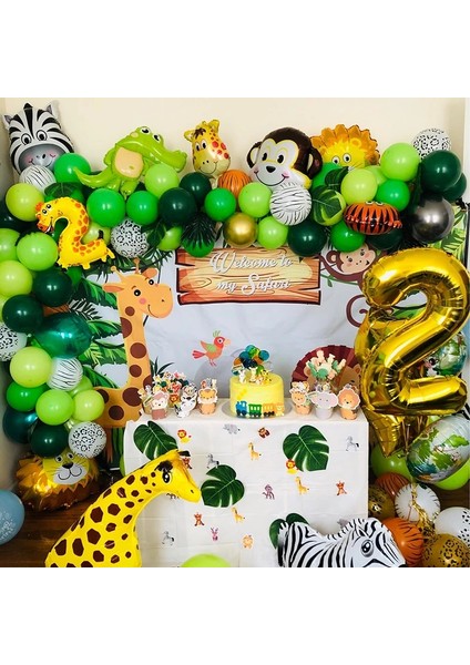 Stil B 109 Adet Palmiye Yaprağı Hayvan Balonlar Garland Arch Kiti Jungle Safari Parti Malzemeleri Şekeri Çocuklar Doğum Günü Partisi Bebek Duş Çocuk Dekor (Yurt Dışından) indirimleri