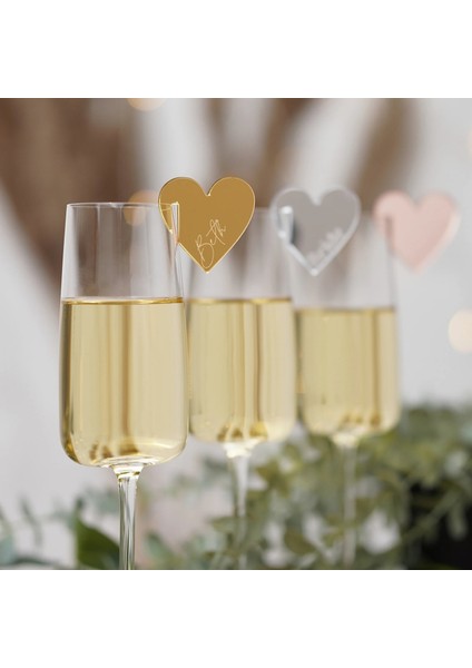 Gümüş 1.6mm 24 Adet Akrilik Kalp Düğün Masa Yerleştirme Isimleri Içecek Charm Parti Iyilik, Boş Cam Işaretleyici Şarap Şampanya Charm Kokteyl Etiketi Etiket (Yurt Dışından) fırsatları