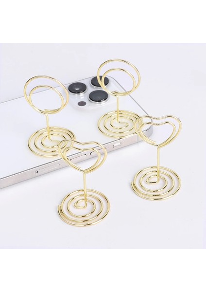 Altın LOVE-12PCS 12 Adet Metal Yer Kartı Sahipleri Memo Tutucu Kalp Yuvarlak Fotoğraf Klipleri Mesaj Kartları Düğün Masa Placecard Dekor Için Standları (Yurt Dışından) fiyatları