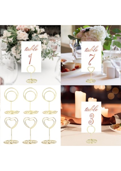 Altın LOVE-12PCS 12 Adet Metal Yer Kartı Sahipleri Memo Tutucu Kalp Yuvarlak Fotoğraf Klipleri Mesaj Kartları Düğün Masa Placecard Dekor Için Standları (Yurt Dışından) indirimleri