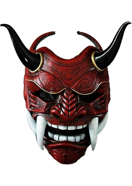 Siyah Korkunç Canavar Cadılar Bayramı Cosplay Maske Hannya Şeytan Oni Samurai Noh Kabuki Prajna Şeytan Maskeleri (Yurt Dışından) fırsatları