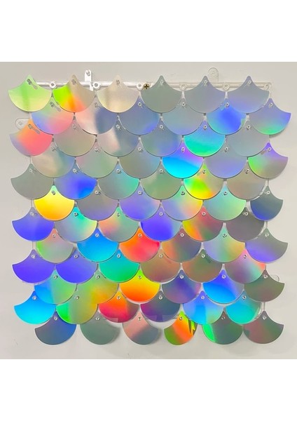 Illusion Gümüş 30 cm Tarak Glitter Ayna Payet Zemin Paneli Düğün Deniz Teması Doğum Günü Partisi Süslemeleri Muhteşem Duvar Dekoratif Paneller (Yurt Dışından)