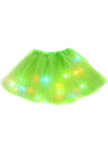 Meyve Yeşil LED Tül Tutu Etekler Light Up Etek Tutuş Kız Kadın Tüy Hairband Işıklı Bale Dans Eteği Cosplay Karanlıkta Glow Parti (Yurt Dışından)