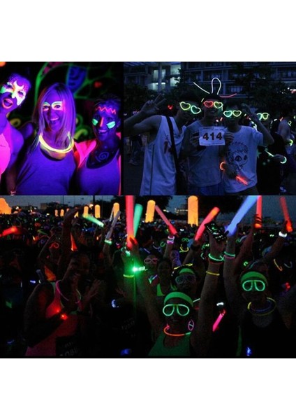 Kafatası Gözlük 3pcs 2022 Yeni Parti Parlak Çubuk Kolye Aksesuarları Konnektörler Kafa Bandı Gözlük Kelebek Bilezikler Kolye Neon Parti Floresan Renkler (Yurt Dışından)