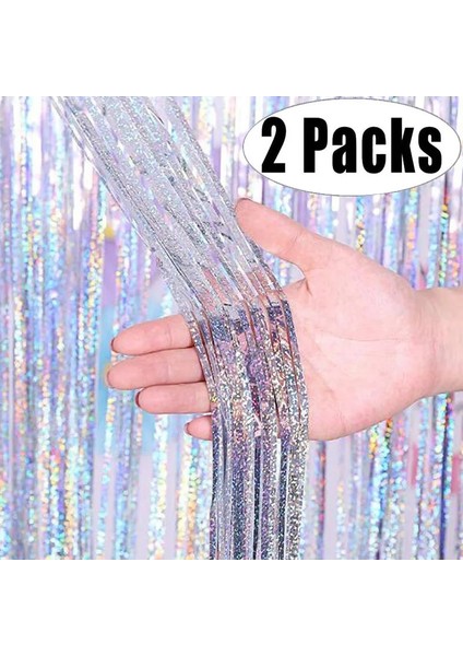 Pembe 2 Paket 2x1 M Glitter Parti Zemin Metalik Folyo Tinsel Saçak Perde Doğum Günü Düğün Bekarlığa Veda Dekorasyon Yetişkin Yıldönümü (Yurt Dışından)
