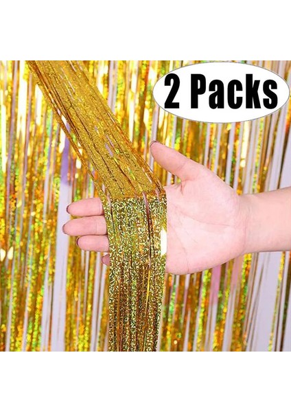 Pembe 2 Paket 2x1 M Glitter Parti Zemin Metalik Folyo Tinsel Saçak Perde Doğum Günü Düğün Bekarlığa Veda Dekorasyon Yetişkin Yıldönümü (Yurt Dışından)