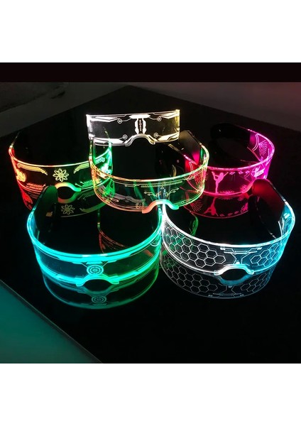 Yüksek Kaliteli Tip D Serin Aydınlık Renkli LED Işık Up Gözlük Parlayan Neon Işık Yanıp Sönen Parti Gözlüğü Gece Kulübü Dj Dans Partisi Dekoru (Yurt Dışından)