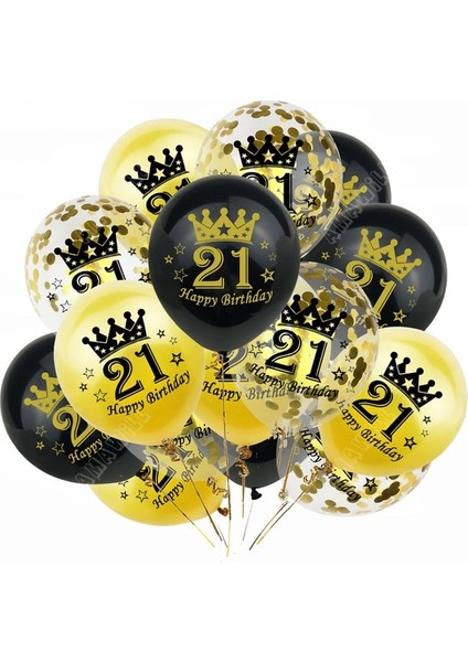 Gold-21 15 Adet Lateks Mutlu Doğum Günü Balon 12 Inç Konfeti Balonları 30 40 50 60 70 Yaşında Yıldönümü Düğün Doğum Günü Partisi Dekoru (Yurt Dışından)