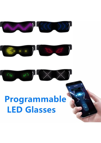 Uygulama Kontrolü Kırmızı App Bluetooth Parti Sihirli Flaş Raves LED Gözlük Çoklu Dil Programlanabilir Metin Animasyon Işıklı Gözlük USB Şarjı (Yurt Dışından) fiyatları