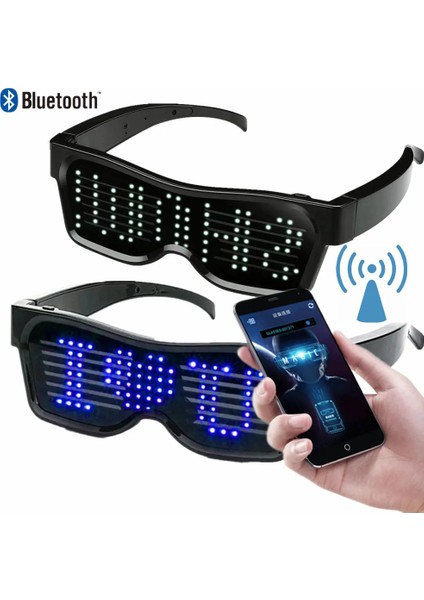 Uygulama Kontrolü Kırmızı App Bluetooth Parti Sihirli Flaş Raves LED Gözlük Çoklu Dil Programlanabilir Metin Animasyon Işıklı Gözlük USB Şarjı (Yurt Dışından) fırsatları