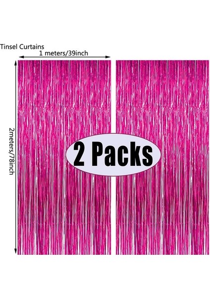 Gül Pembe 2 Paket Mavi Parti Zemin Metalik Folyo Saçak Tinsel Perde Yetişkin Çocuk Doğum Günü Düğün Bekarlığa Veda Bebek Duş Dekorasyonu (Yurt Dışından)