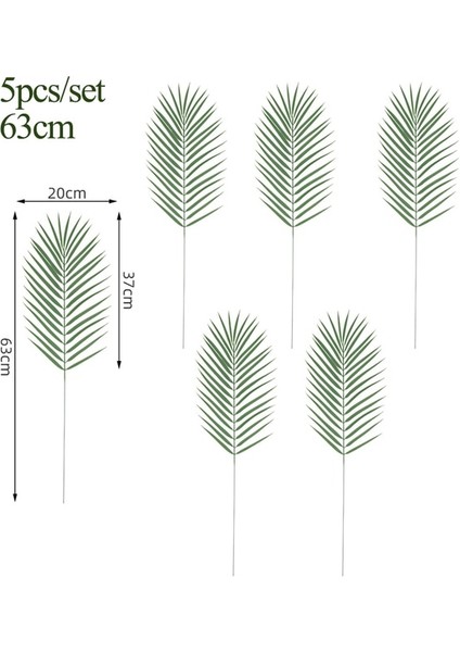 5PCS-63CM Yapay Bitkiler Tropikal Palmiye Yaprakları Dekorasyon Yaz Hawaii Orman Doğum Günü Partisi Dıy Düğün Ev Bahçe Dekor Sahte Bitki (Yurt Dışından)