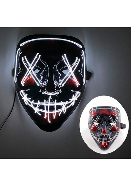 Beyaz Cadılar Bayramı Aydınlık Maske Neon LED Işık Maske Masquerade Parti Maskeleri Karanlıkta Parlayan Komik Maskeler Cosplay Kostüm Sahne (Yurt Dışından)