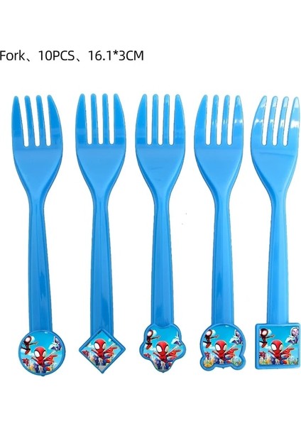 FORK-10PCS Spidey ve Onun Inanılmaz Arkadaşları Parti Dekorasyon Malzemeleri Kağıt Tabak Masa Örtüsü Örümcek Adam Tema Bebek Duş Balonları Çocuklar Iyilik (Yurt Dışından)