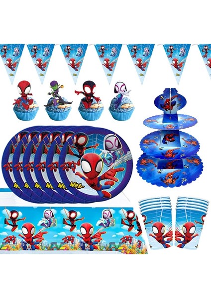 FORK-10PCS Spidey ve Onun Inanılmaz Arkadaşları Parti Dekorasyon Malzemeleri Kağıt Tabak Masa Örtüsü Örümcek Adam Tema Bebek Duş Balonları Çocuklar Iyilik (Yurt Dışından) modelleri