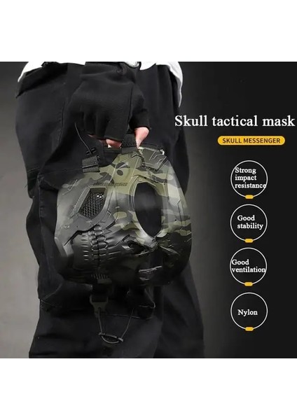 Haki Gri Kafatası Korku Kask Maskesi Off Road Motosiklet Gözlüğü Spor Sürme Harley Gözlük Maskesi Motosiklet Sürme Gözlüğü Taktik Kask (Yurt Dışından) indirimleri