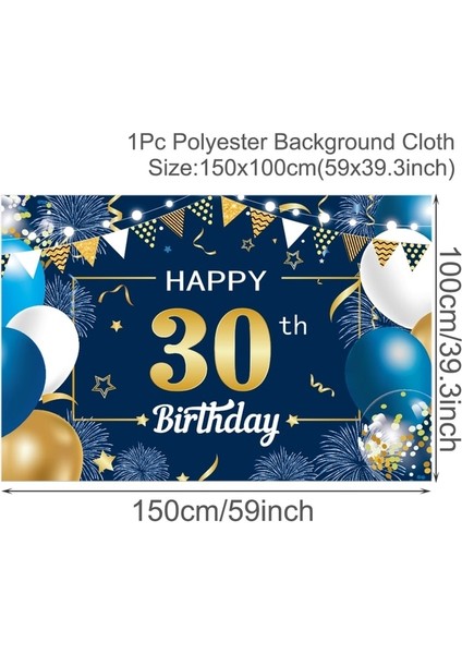 34 Siyah Altın Mutlu Doğum Günü Zemin Banner Balon Yıldız Poster Standında Zemin Doğum Günü Photozone Arka Plan Duvar Parti Dekoru (Yurt Dışından)