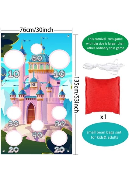 Resim Olarak Disney Prenses Kale Fasulye Torbası Toss Oyunu Doğum Günü Partisi Malzemeleri Pembe Asılı Toss Oyunu Banner Arka Plan Kızlar Ev Dekorasyon (Yurt Dışından)
