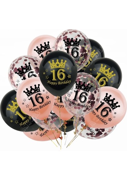 Rosegold-16 15 Adet Lateks Mutlu Doğum Günü Balon 12 Inç Konfeti Balonları 30 40 50 60 70 Yaşında Yıldönümü Düğün Doğum Günü Partisi Dekoru (Yurt Dışından)